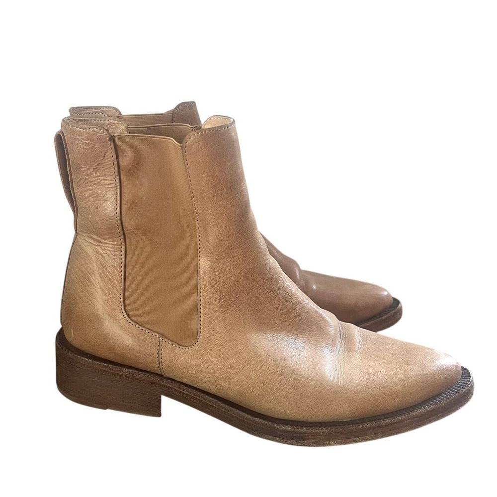 Either/Or Chelsea Ankle Boots Sz 8 Tan Leather Pointed Toe Boho Western Capsule